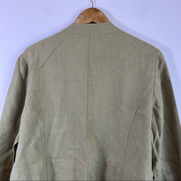 100% Natural Linen CHICOS Band Collar Minimalist Coat Duster Jacket Blazer L - Picture 12 of 16
